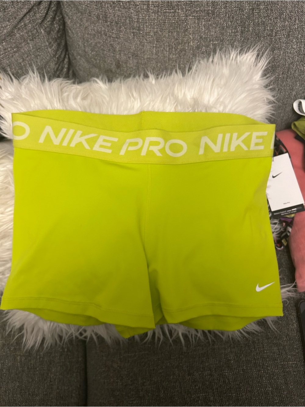 Nike Pro Women's Neon Yellow Athletic Shorts